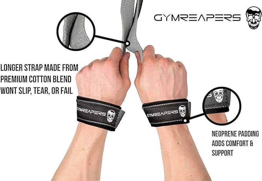 Lifting Wrist Straps for Weightlifting, Bodybuilding, Powerlifting, Strength Training, & Deadlifts - Padded Neoprene with 18 Inch Cotton