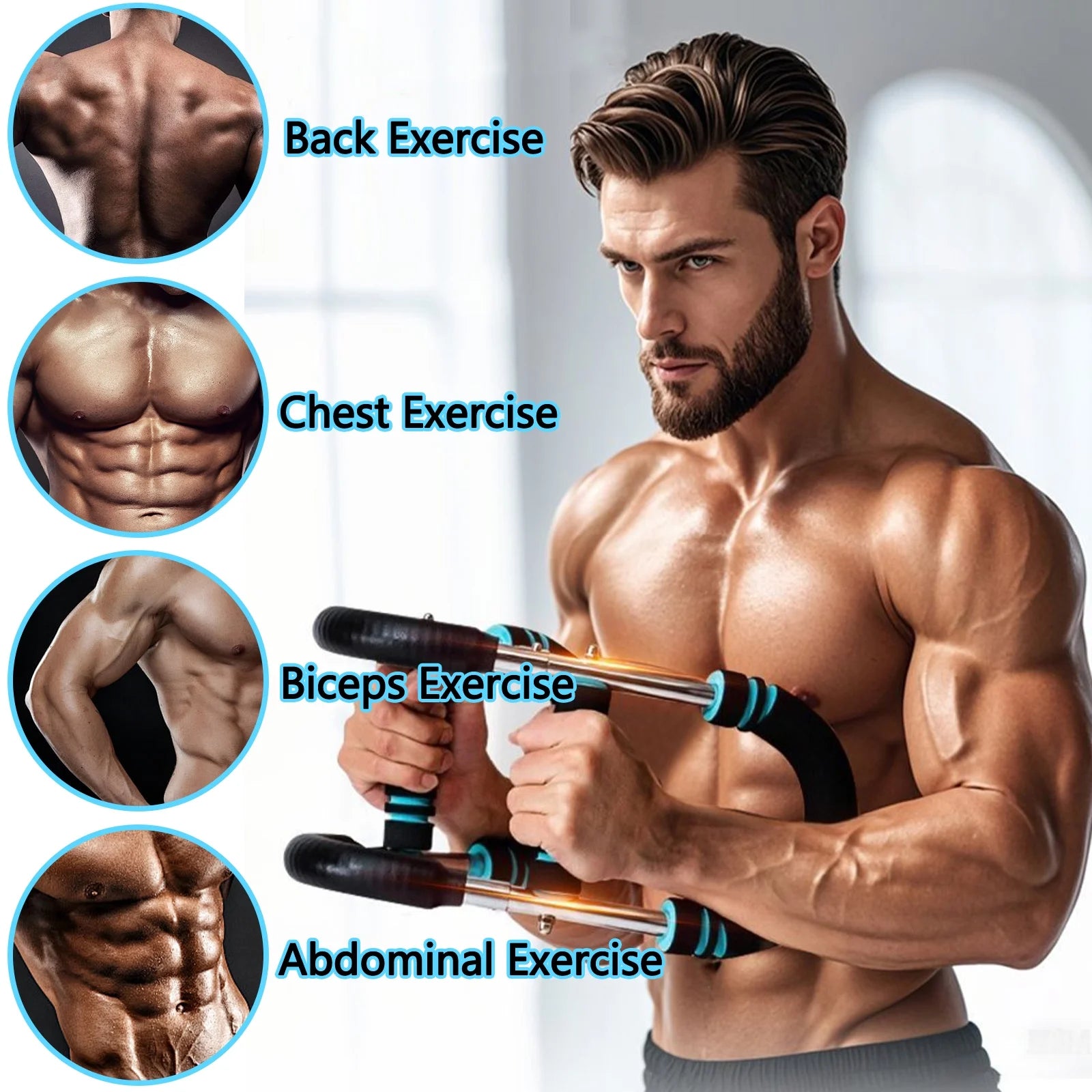 Twister Arm Trainer, 66-110Lb Adjustable Chest Workout Equipment, Chest Trainer for Men, Portable Detachable Spring Resistance Home Fitness Equipment for Enhancing Upper Body Muscle, Blue