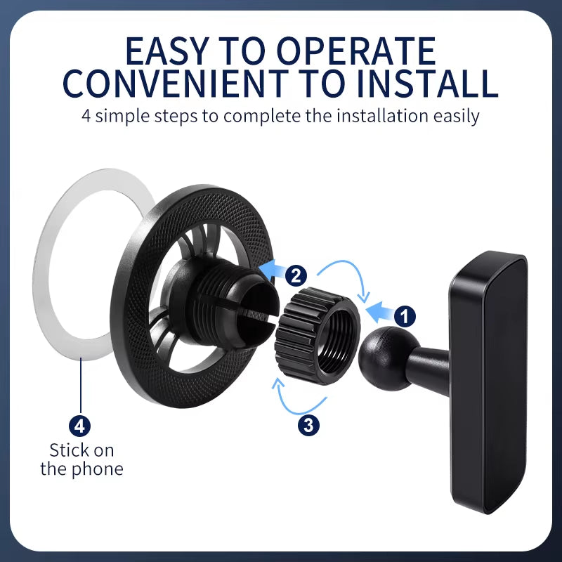 Universal Magnetic Golf Cart Phone Holder No Blocking Swing View 360° Rotation Mount