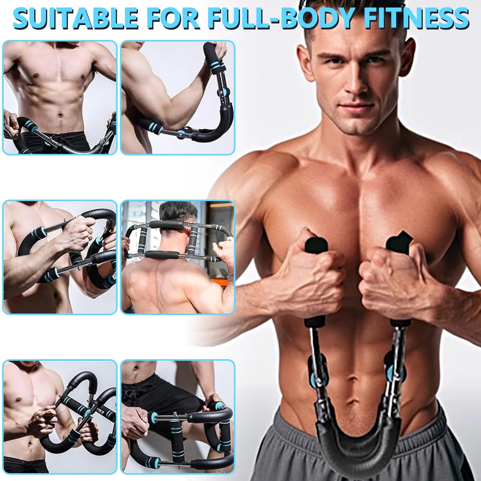 Twister Arm Trainer, 66-110Lb Adjustable Chest Workout Equipment, Chest Trainer for Men, Portable Detachable Spring Resistance Home Fitness Equipment for Enhancing Upper Body Muscle, Blue